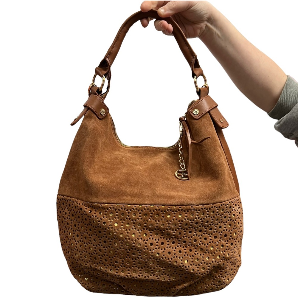 IMAN Tan & Gold Hobo Handbag